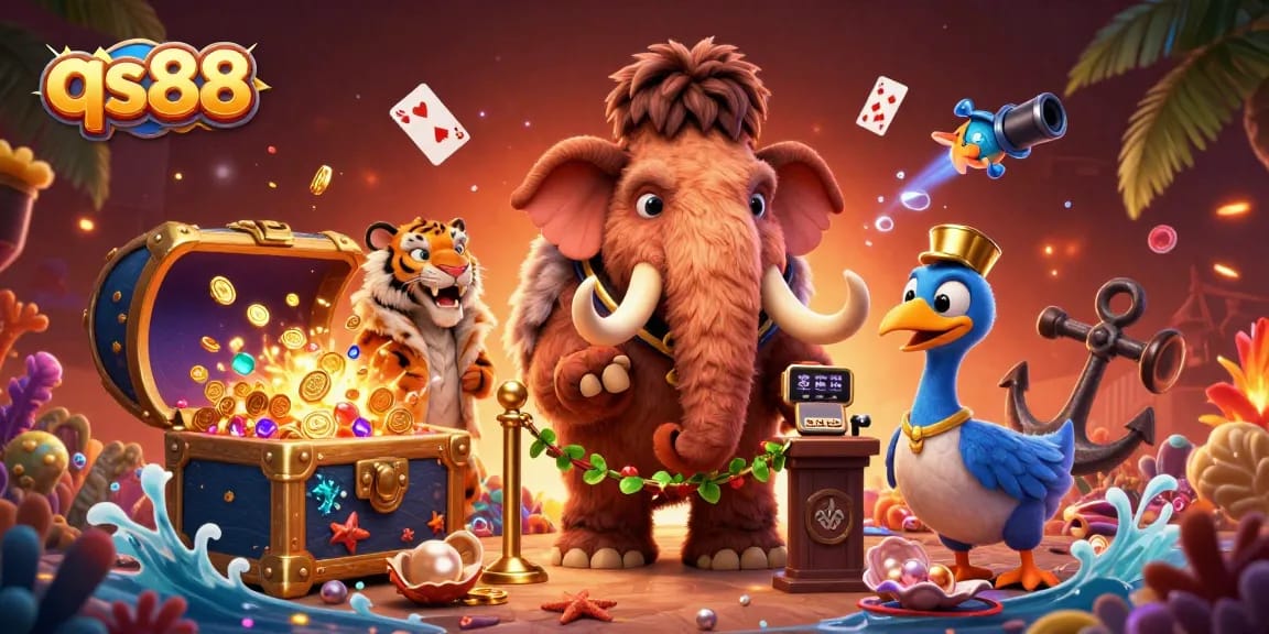 Experience the thrilling qs88 casino with vibrant characters and dynamic elements in a rich, engaging scene.
