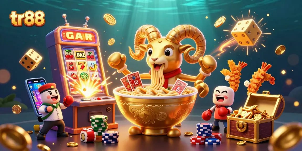 tr88 engages players with a vibrant 3D casino scene featuring unique characters and exciting game elements.