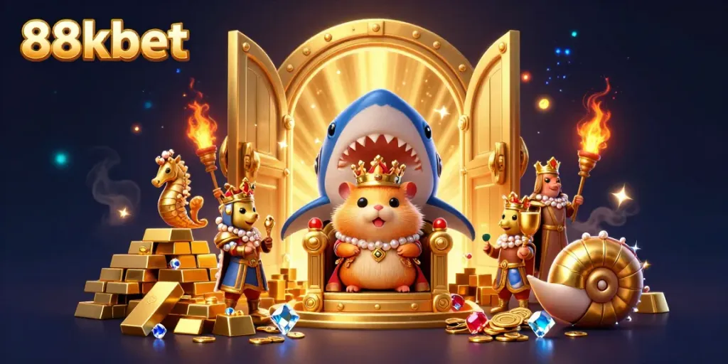 Experience the thrill of 88kbet with our epic golden hamster king and treasure-filled casino world!