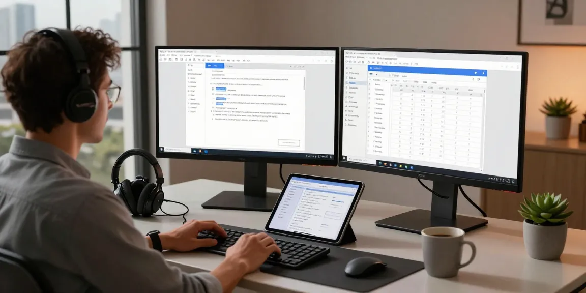 WPS Download interface displayed across multiple monitors in a modern home office
