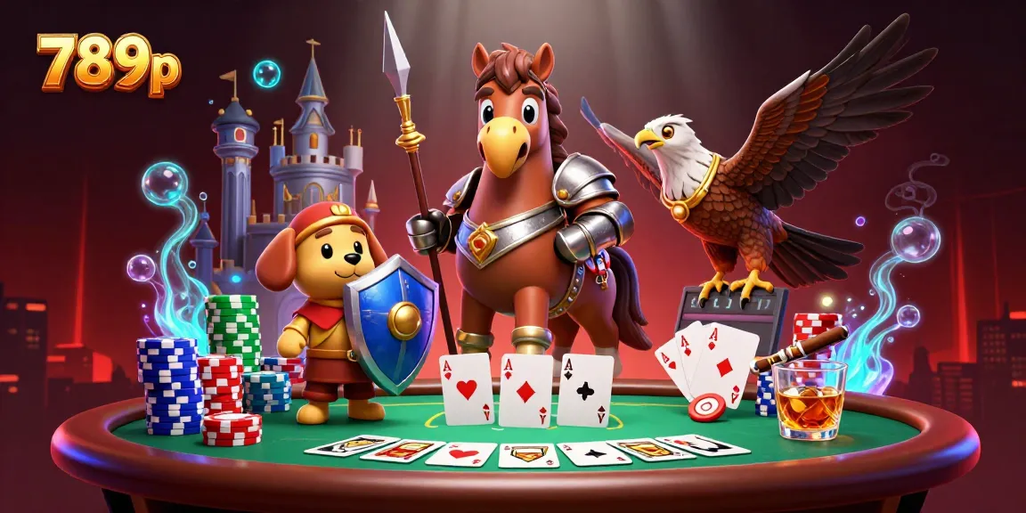 Engaging scene of 789p features knight and puppy amidst poker elements, showcasing an exciting gambling vibe.